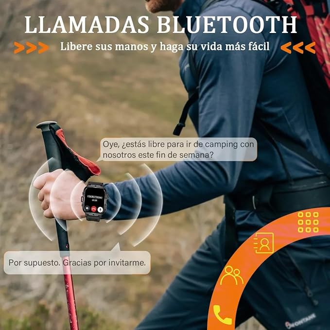 SmartWatch Men Bluetooth Call Fitness Tracker 1.91" HD Full Touch Screen Make/Answer Calls Smart Watches IP68 Waterproof Silicone Strap Outdoor Sport Activity Watch for Android iOS (Black)