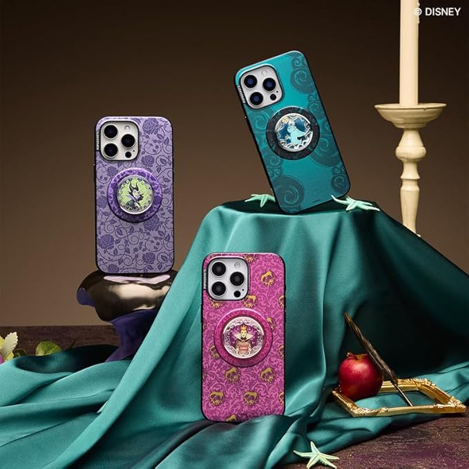PopSockets Phone Grip for MagSafe with Kickstand, Magnetic Stand, Swappable Top, Secure Hold for iPhone MagSafe Cases, Phone & Tablet Grip, Disney - Enamel Essence of Evil Queen