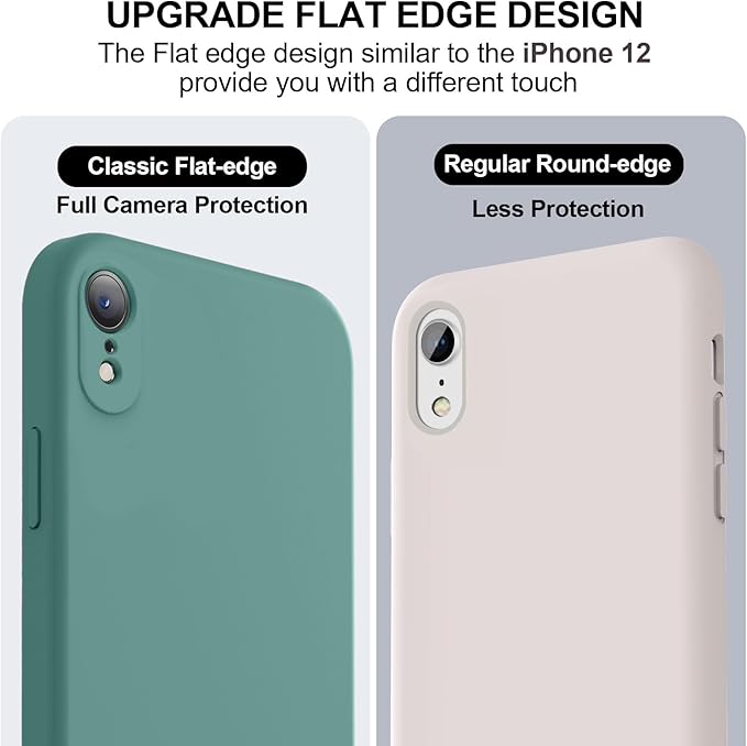 Vooii Compatible with iPhone XR Case, Upgraded Liquid Silicone with [Flat Edges] [Camera Protection] [Soft Anti-Scratch Microfiber Lining] Phone Case for iPhone 10 XR 6.1 inch - Pine Green