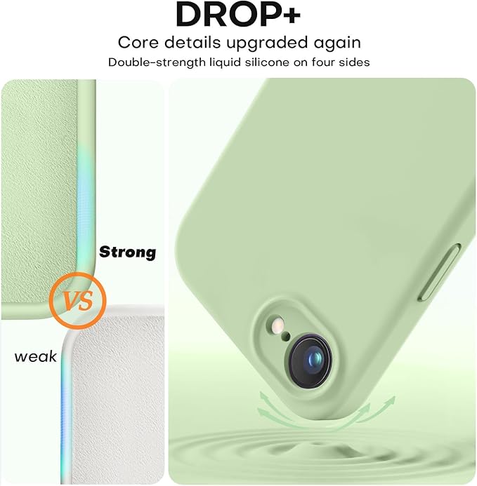 Vooii Compatible with iPhone 16e Case, Liquid Silicone Upgrade [Camera Protection] [Soft Anti-Scratch Microfiber Lining] Shockproof Phone Case for iPhone 16e 6.1 inch - Matcha