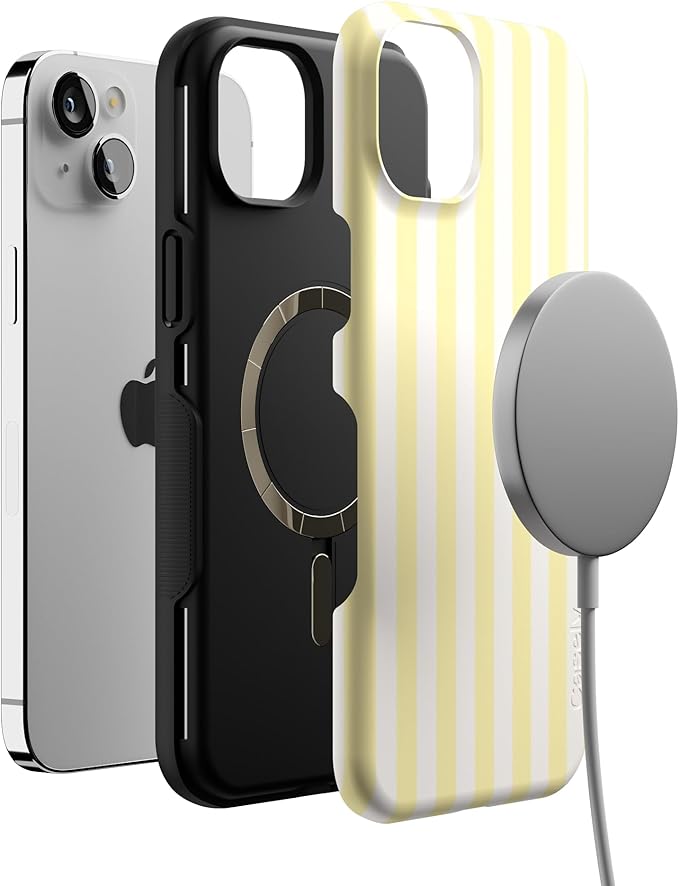 Casely iPhone 14 Case | Yellow Stripes | Sunday Best | Compatible with MagSafe | Bold Protective Design