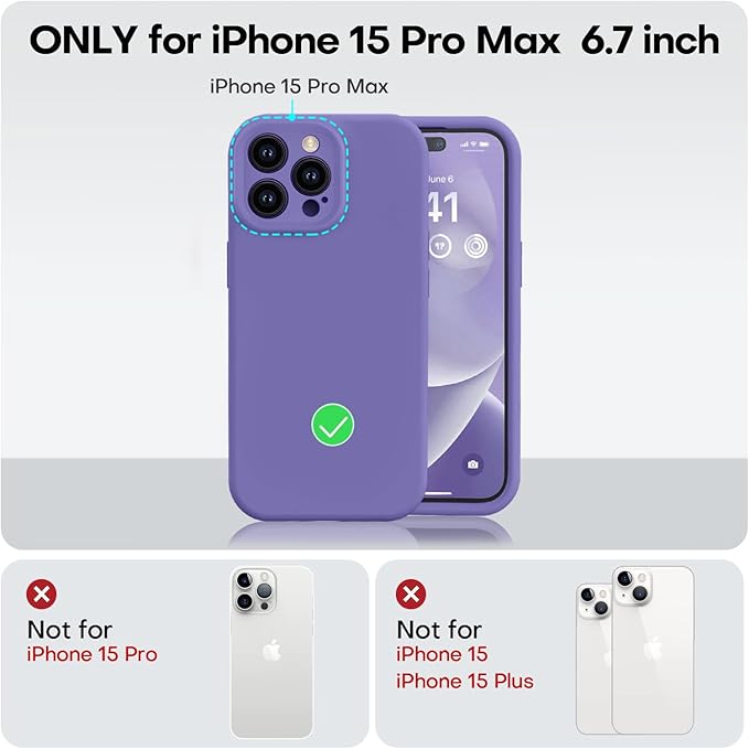 Vooii Compatible with iPhone 15 Pro Max Case, Upgraded Premium Silicone, [Camera Protection] [Soft Anti-Scratch Microfiber Lining] Shockproof Phone Case for iPhone 15 Pro Max 6.7 inch - Iris