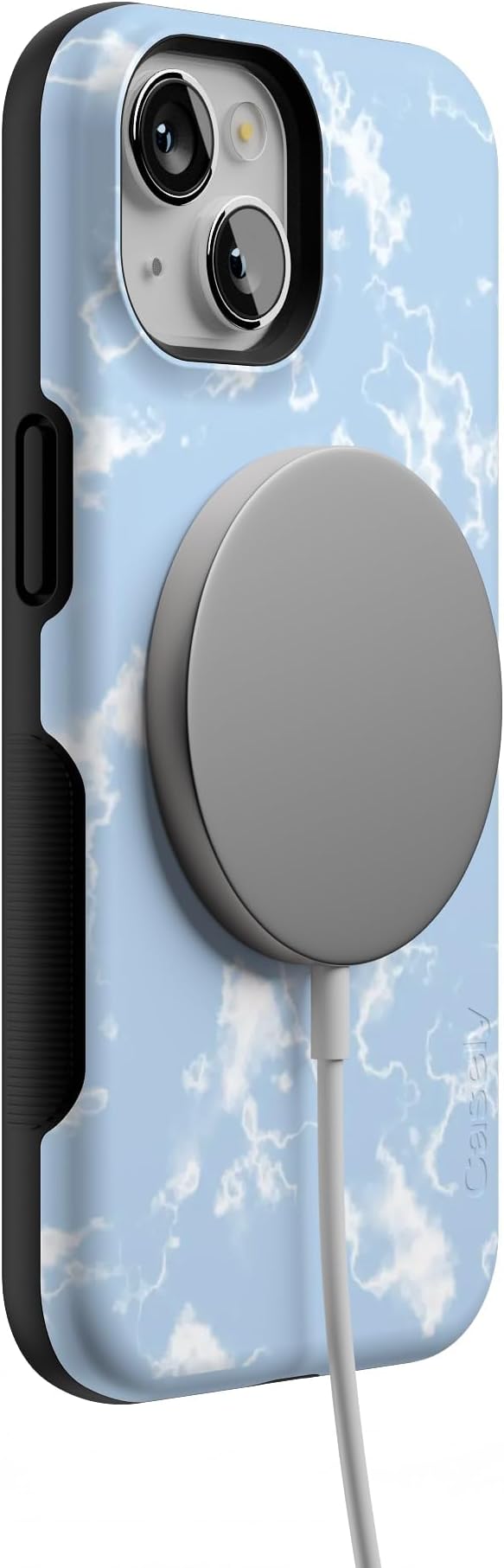 Casely iPhone 14 Case | Light Blue Skies | Marble Clouds | Compatible with MagSafe | Bold Protective Design