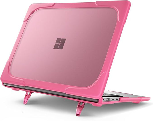 Batianda Heavy Duty Case for 13.8 inch Microsoft Surface Laptop 2024 (7th Edition) with Fold Kickstand Includes Keyboard Cover Screen Protector - Shockproof Stylish & Durable Protective Cover, Pink