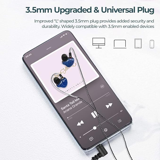 in Ear Monitor Headphones, HiFi Stereo IEM Earphones, Dynamic Dual Driver Wired Earbuds with Detachable Cable, Noise Canceling Headset for Singers Musicians Drummers Audiophile (Blue, No Mic)