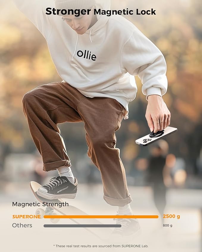 SUPERONE for MagSafe Phone Grip, Magnetic Phone Ring Holder, Magnetic Phone Grip with MagSafe Strap, Adjustable Finger Ring Grip Kickstand for iPhone 17 16 15 14 13 12 Series Mag Safe Accessories