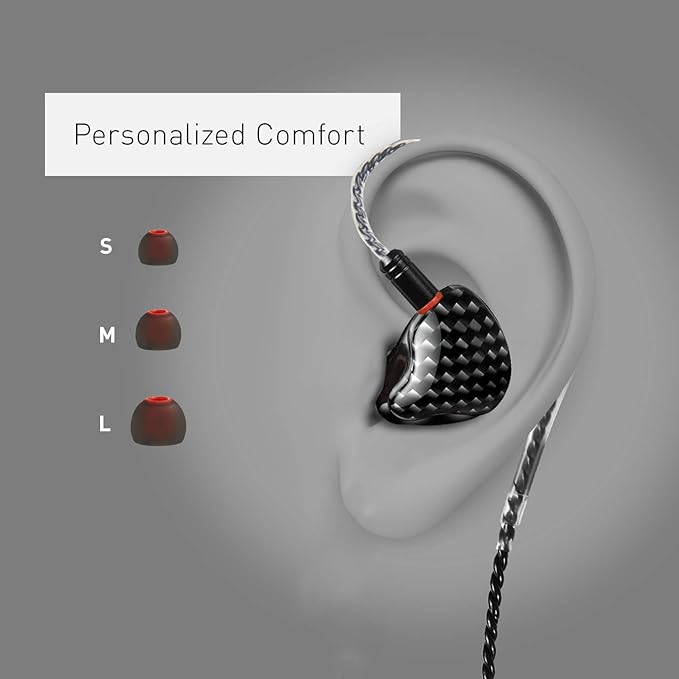 in Ear Monitor Headphones, HiFi Stereo IEM Earphones, Dynamic Dual Driver Wired Earbuds with Detachable Cable, Noise Canceling Headset for Singers Musicians Drummers Audiophile (Carbon Fiber)