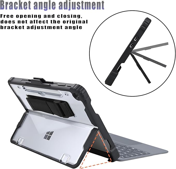 for Microsoft Surface Pro12 Case 1st Edition 12 Inch 2025,Heavy Duty Rugged Protective Tablet Cover, Kickstand Case (Black)
