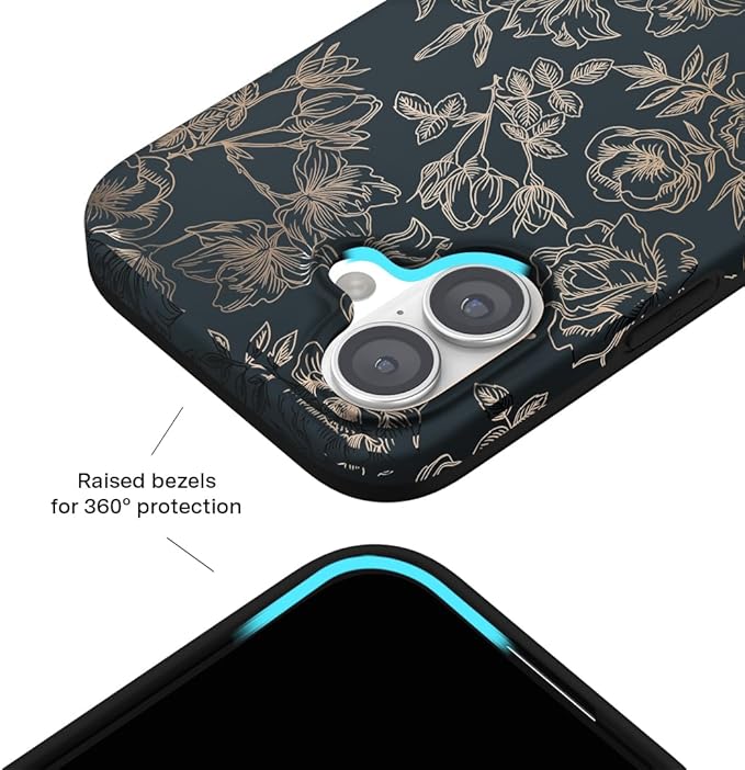 VELVET CAVIAR Case for iPhone 17 | Compatible with MagSafe | 10ft Drop Tested | Protective Designer Cases | Floral Rose Gold Flowers