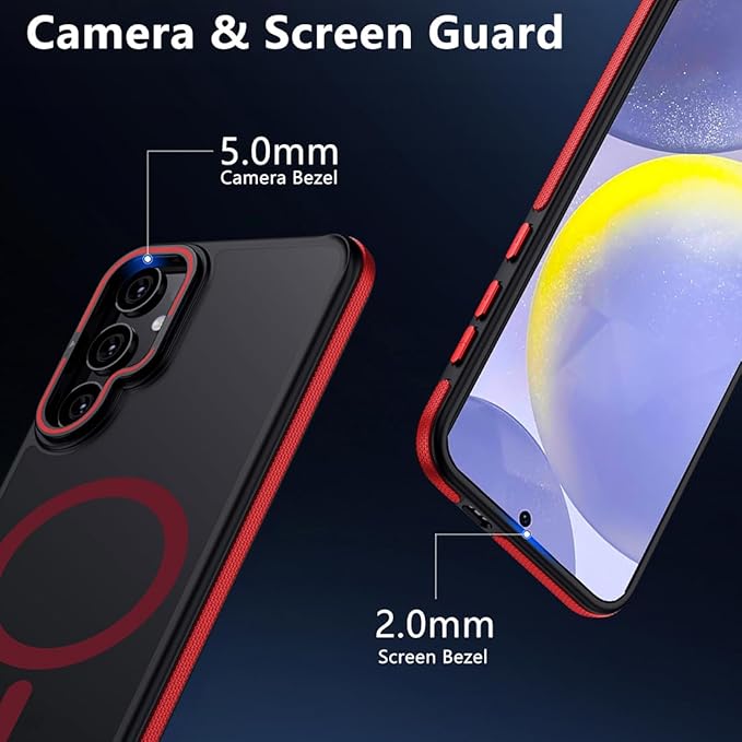 TIANNIUKE for Samsung Galaxy S24 Case, Compatible with MagSafe, Anty-Slip Grip,Military-Grade Protective, Adjustable Kickstand Phone Case, Magnetic Case (Red)