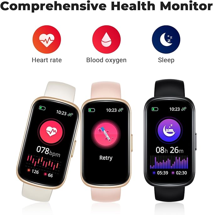 Fitness Tracker Smart Watch, 1.47" Full Touch Health Tracker with 24/7 Heart Rate & Blood Oxygen Monitor, Sleep Tracker, 3ATM Waterproof Step Tracker Activity Tracker for Women Men, Rose Pink