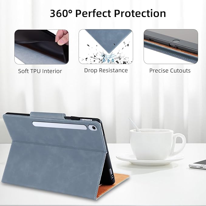Case for Samsung Galaxy Tab S10 FE Plus 13.1 Inch 2025 Model(SM-X620/X626B) - Multi-Angle Viewing Stand Cover with Pocket and Magnetic Clasp, PU Leather Business Folio Protective Case, Gray