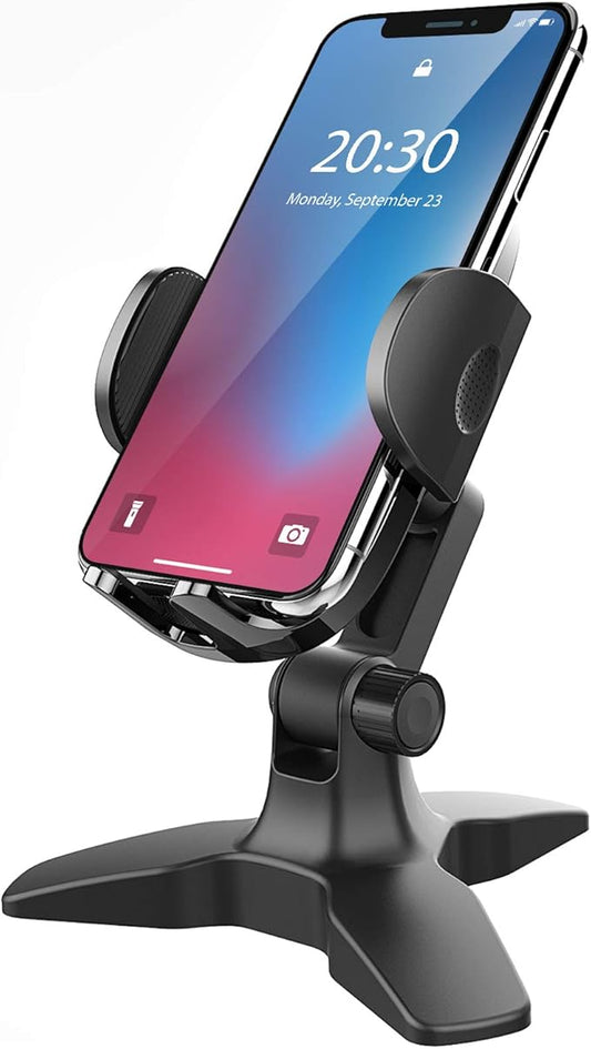 APPS2Car Cell Phone Stand for Desk Adjustable Desktop Phone Stand Thick Case Friendly Cellphone Holder Desk Heavy Duty Phone Cradle for Video Recording Office Home Compatible with 4.7-6.8” Smartphone