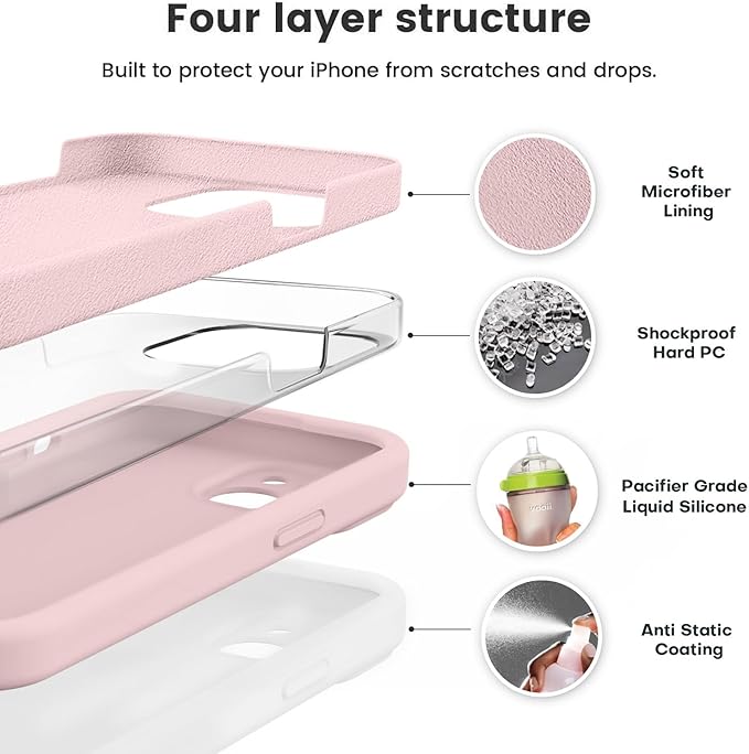 Vooii Compatible with iPhone 15 Plus Case, Upgrade Liquid Silicone [Enhanced Camera Protection] [Soft Anti-Scratch Microfiber Lining] Shockproof Phone Case for iPhone 15 Plus 6.7 inch - Pink Sand