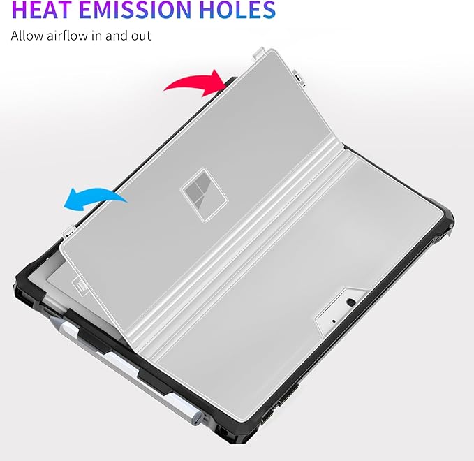 Case Fit 12.3" Microsoft Surface Pro Plus/Pro 7/Pro 6/Pro 5/Pro 4/Pro LTE, Protective Rugged Cover Case, with Stylus Pen Holder, Compatible with Type Cover Keyboard, Semitransparent