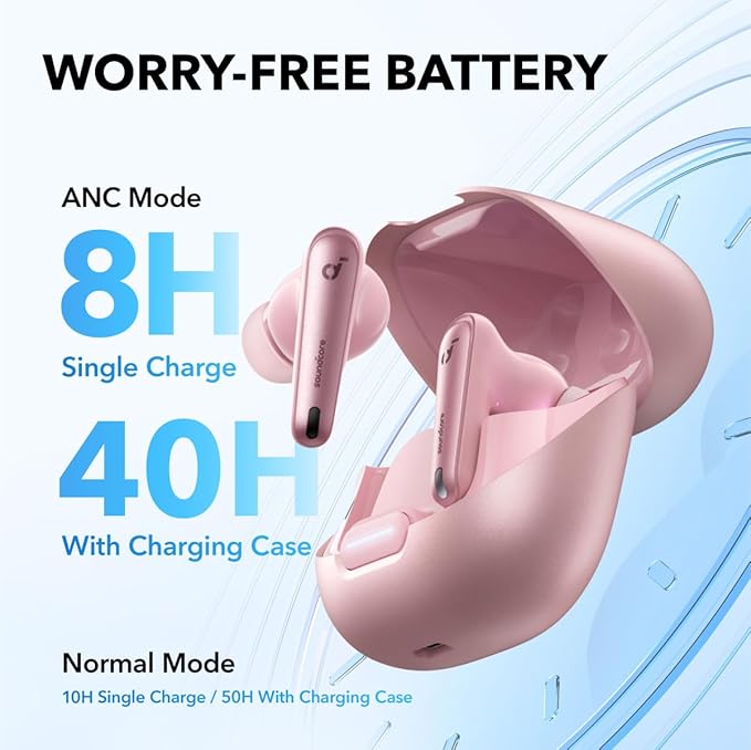 Soundcore by Anker Liberty 4 NC Wireless Earbuds, 98.5% Noise Reduction, Adaptive Noise Cancelling to Ears and Environment, Hi-Res Sound, 50H Battery, Wireless Charging, Bluetooth 5.3