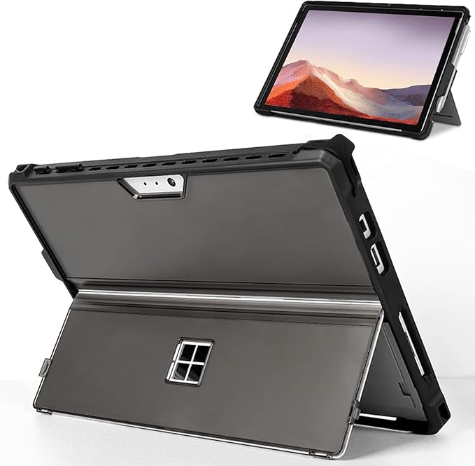 Case Fit 12.3" Microsoft Surface Pro 7 Plus/7/6/5/4/LTE, Protective Rugged Cover Case, with Stylus Pen Holder, Compatible with Type Cover Keyboard