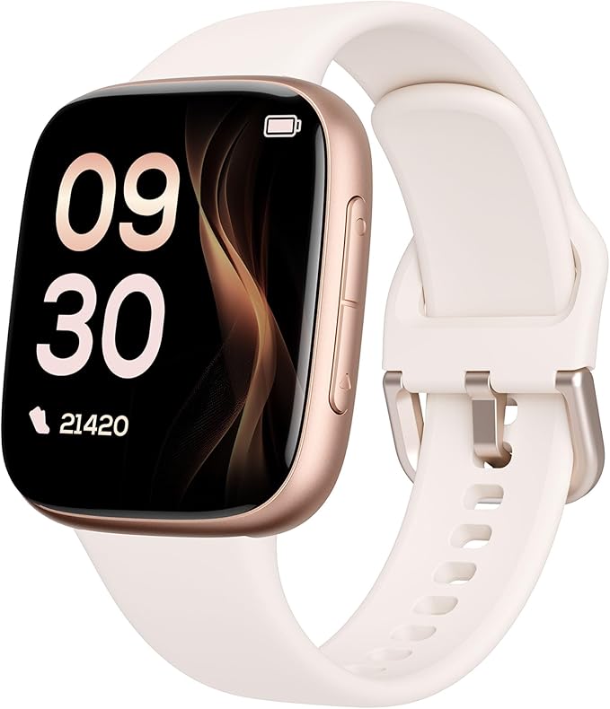 Smart Watch for Women Android & iPhone, 1.85" Ultra HD AMOLED Display,10 Day Battery, 3ATM Swimming Waterproof, Answer/Make Calls, Fitness/Heart Rate/Sleep Tracker/100 Sports, Beige