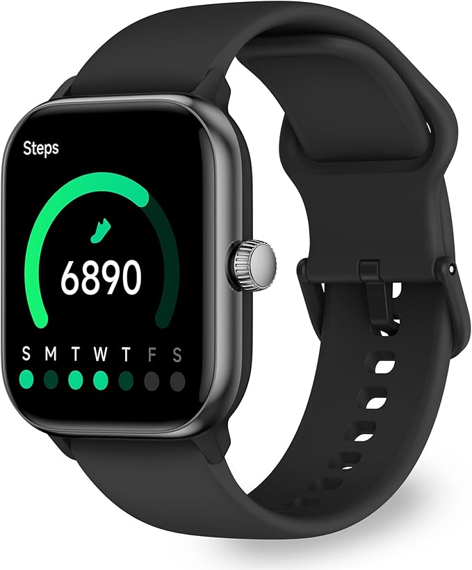 OCTANDRA Pulse 2 VeryFit Smart Watches for Men Women, Alexa Built-in 1.85" AMOLED Screen IP68 Fitness Tracker Watch, Body Energy/Heart Rate/Oxygen Saturation/Stress/Step/Sleep Monitor (GTX10) (Black)