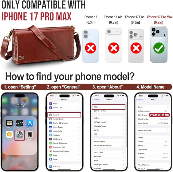 for iPhone 17 Pro Max Wallet Phone Case with 8 Card Holder,RFID Blocking | PU Leather | Kickstand | Flip | Wrist Strap&Shoulder Strap | Shockproof | Zipper Wallet | Women Men | 6.9" | Brown