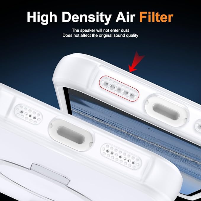 Magnetic Compatible with iPhone 16E Case 2025 with Stand [Military Grade Drop Tested][Compatible with Magnet] Ring Translucent Slim Hard Back Soft Edge, Frost White