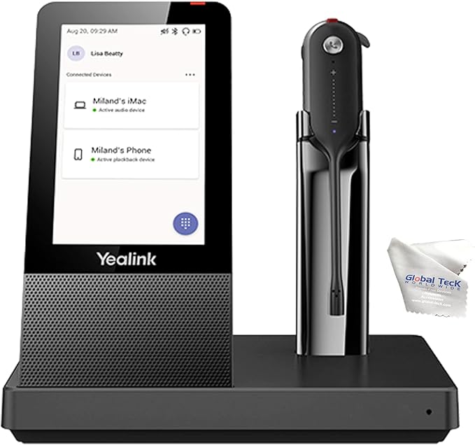 Yealink WH67 Wireless Headset for MS Teams, All Day Battery, Optimized for Voice Audio Clarity, Compatible with Zoom, Meet and Business Apps, PC,Mac, Deskphone