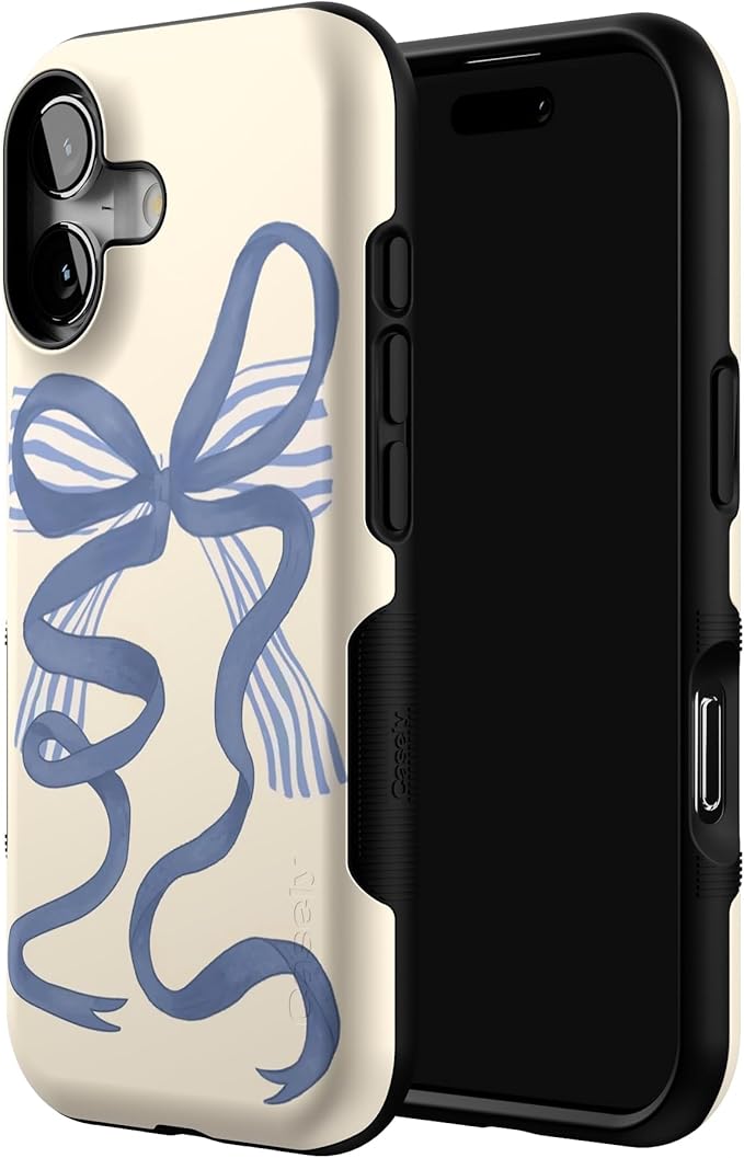 Casely iPhone 17 Case | Heartstrings | Blue Bow | Bold Protective Design | Compatible with MagSafe