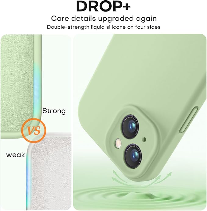 Vooii Compatible with iPhone 13 Case, Liquid Silicone Upgrade [Camera Protection] [Soft Anti-Scratch Microfiber Lining] Shockproof Phone Case for iPhone 13 6.1 inch - Matcha