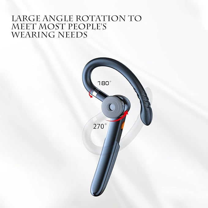 Single-Ear Bluetooth Earpiece with Noise Cancelling – Wireless Hands-Free Headset for iPhone & Cell Phones, Built-in Mic, 10Hrs Battery Life