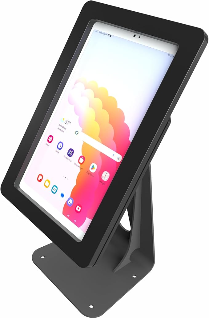 TABcare Anti-Theft Acrylic Case with 360 Rotate 180 Swivel Metal Desktop Stand & 90-Degree USB C Cable for Samsung Galaxy TAB A9 8.7" Tablet (Black, TAB A9 8.7)