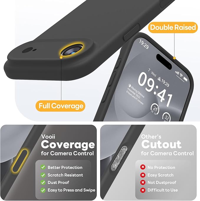 Vooii Magnetic Compatible with iPhone Air Case (Compatible with Magsafe) (Upgraded Camera Protection) Liquid Silicone Shockproof Full Body Protective Phone Cover for Women Men, Black, 6.5"