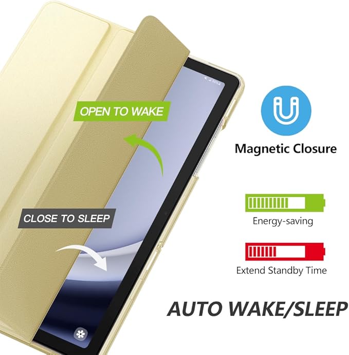 MoKo Case for Galaxy Tab A9+/A9 Plus 11 inch 2023, Slim Stand Protective Smart Cover with Hard PC Translucent Back Shell for Tab A9 Plus Tablet (SM-X210/X216/X218), Auto Wake/Sleep, Champagne Gold