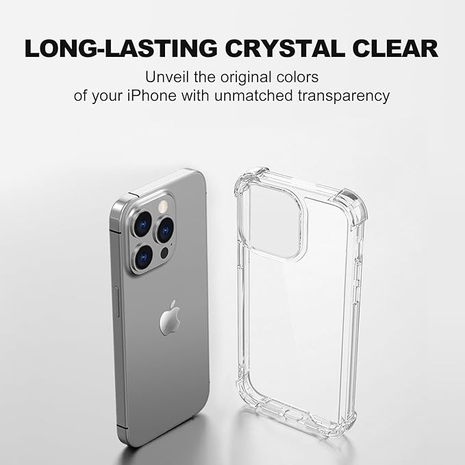 for iPhone 15 Pro Case Clear - 5-in-1 Camera Lens and Glass Screen Protector
