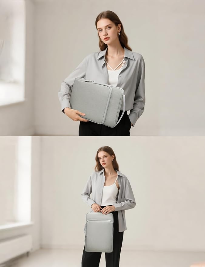 HYZUO 17-17.3 Inch Laptop Bag Case Sleeve for 17" 17.3" HP/Dell/Lenovo/ASUS/Acer/LG/MSI Gaming Laptop/Razer Blade 17/18, Notebook Carrying Briefcase for Men Women, Light Gray