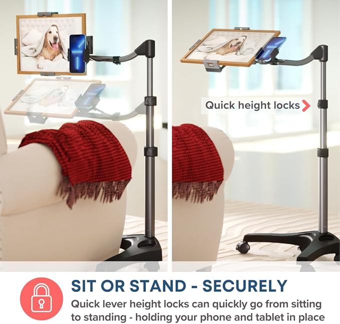 LEVO G2 Essential Tablet Floor Stand Tablet PCs, iPads, iPad mini, New iPad Pro, Galaxy, Nexus, Xoom, Surface Pro, Miix, Nook, Fire, and Other Tablets and e Readers Black Color