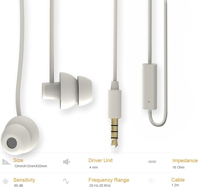 MAXROCK Sleeping Headphones, in-Ear Soundproof Earplug Soft Earbuds with Mic Noise Cancelling Sleep Earphones Earpods for Side Sleeper, Insomnia, Snoring, Air Travel, Bedtime Listening… (White)