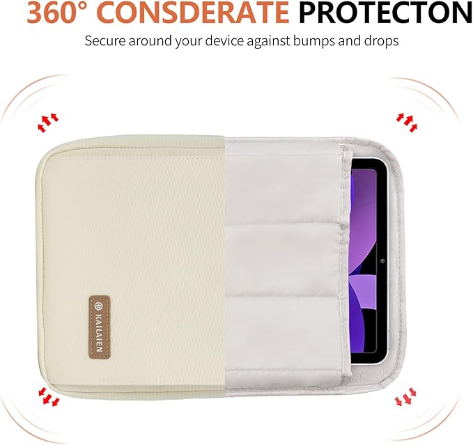 7-9 Inch Tablet Sleeve Bag, Ipad Bag for iPad mini 6/5/4/3/2,Samsung Galaxy Tab A7 Lite 8.7" / Tab A 8.0",Kindle 2022/10/9/8/7/6,eReader,with Removable Shoulder Strap (Beige)