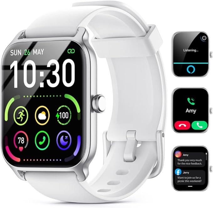 Smart Watches for Women Men, 2025 Smartwatch 1.8'' Alexa Fitness Tracker Smart Watch Compatible for Android iPhone with Bluetooth Call (Answer/Make), IP68 Waterproof Heart Rate/Sleep/SpO2 Monitor 110+