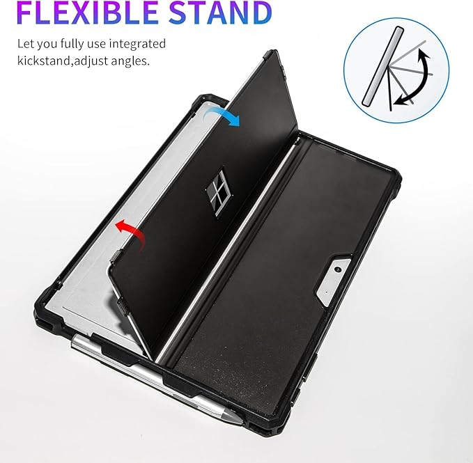 Case Fit 12.3" Microsoft Surface Pro 7 Plus/7/6/5/4/LTE, Protective Rugged Cover Case, with Stylus Pen Holder, Compatible with Type Cover Keyboard