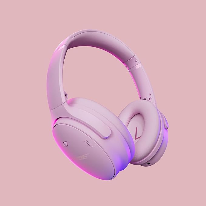 Bose QuietComfort Bluetooth Headphones, Wireless Headphones with Active Over Ear Noise Cancelling and Mic, Deep Bass, Up to 24 Hours of Playtime, Petal Pink - Limited Edition Color