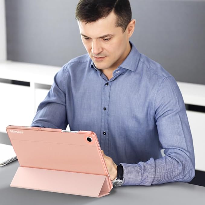 MoKo Case for Galaxy Tab A9+/A9 Plus 11 inch 2023, Slim Stand Protective Smart Cover with Hard PC Translucent Back Shell for Tab A9 Plus Tablet (SM-X210/X216/X218), Auto Wake/Sleep, Rose Gold