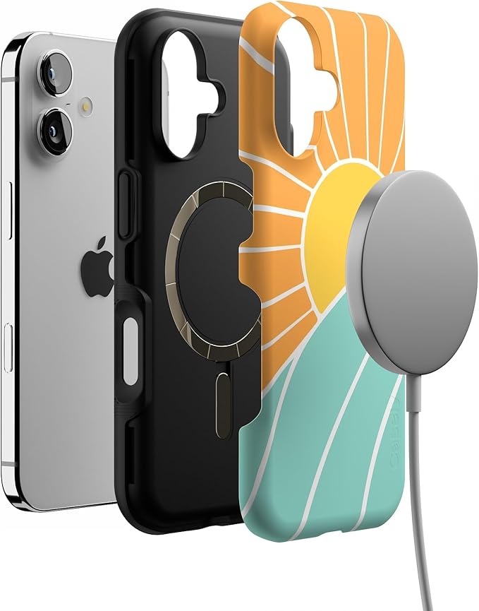 Casely iPhone 17 Case | Waves & Rays | Sunshine | Bold Protective Design | Compatible with MagSafe