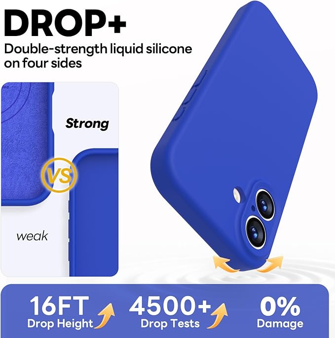 Vooii Magnetic Compatible with iPhone 17 Case (Compatible with Magsafe) (Upgraded Camera Protection) Liquid Silicone Shockproof Full Body Protective Phone Cover for Women Men, Klein Blue, 6.3"