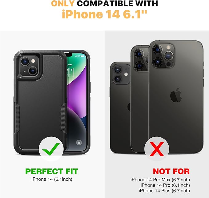 Diaclara Designed for iPhone 14 Case, [with Privacy Screen Protector] [Anti Spy] [Military Grade Drop Protection] Heavy Duty Full-Body Shockproof Phone Case, Black