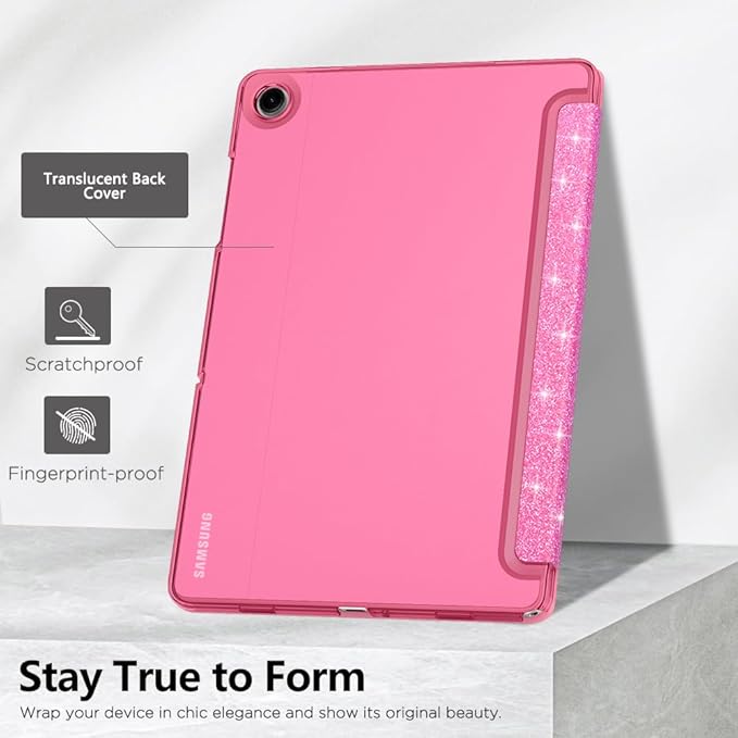 MoKo Case for Galaxy Tab A9+ 11 inch 2023, Slim Stand Protective Smart Cover with Hard PC Translucent Back Shell for Tab A9 Plus Tablet (SM-X210/X216/X218), Auto Wake/Sleep, Shiny Pink