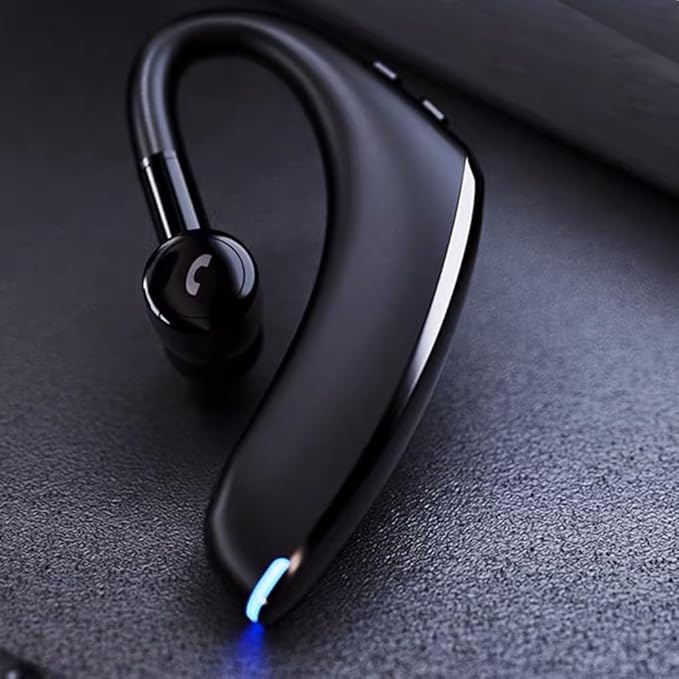 IHAO Bluetooth Earpiece Headphone Dual Noise Cancelling Mic Painless Open-Ear Handsfree Headset Stereo Sound Left/Right Changeable Earhook Earphones for Driving/Business/Gym-Single Ear F900 Black