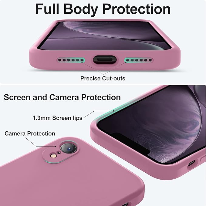 Vooii Compatible with iPhone XR Case, Upgraded Liquid Silicone with [Flat Edges] [Camera Protection] [Soft Anti-Scratch Microfiber Lining] Phone Case for iPhone 10 XR 6.1 inch - Lavender Purple