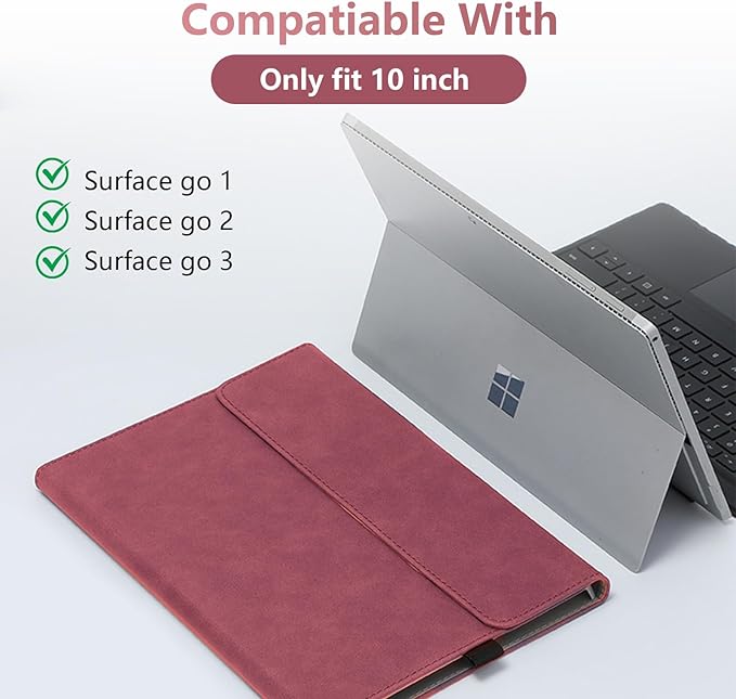 Protective Case for 10-inch Microsoft Surface Go 3/2/1, Multiple Angle Viewing, Slim Lightweight Cover, Stylus Holder, Light Heat Dissation, Compatible with Type Cover Keyboard, Red