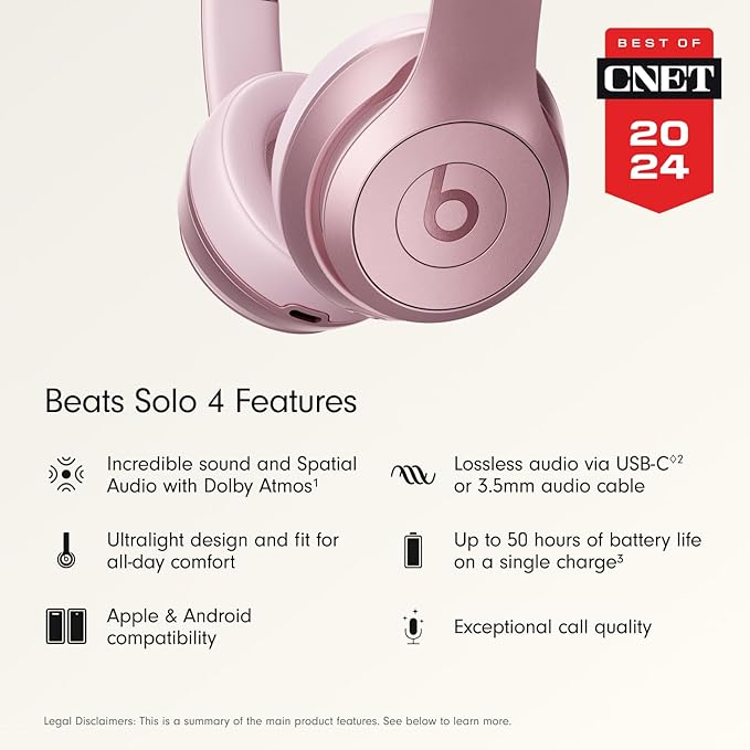 Beats Solo 4 with AppleCare+ for Headphones (2 Years) - Metallic Pink