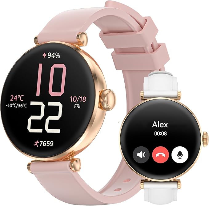 Smart Watches, 1.19" AMOLED Smartwatch for Women (Answer/Make Call), Fitness Tracker with 100+ Sport Modes, IP68 Waterproof, Heart Rate/Sleep Monitor, Activity Trackers Compatible with Android&iOS